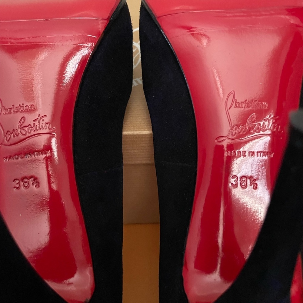 Christian Louboutin Very Prive Black Suede Veau Velour platform pumps EU38.5 - Picture 6 of 12